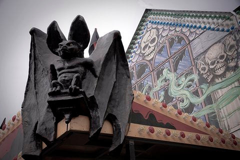 Gothic Carnival Art Print: Bat Gargoyle, Dark Fog, Limited Edition 12x16