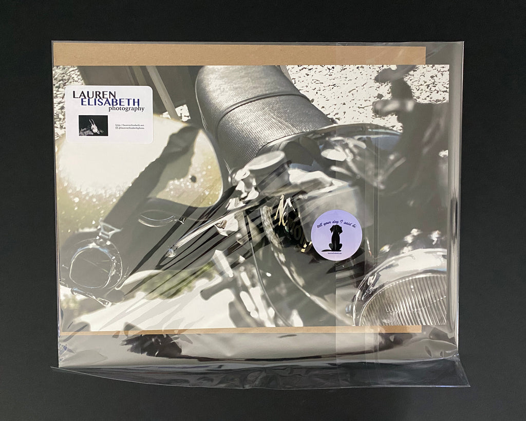 Retro Norton Motorcycle Art Print: Gold Flake Helmet, Signed Photograph 10x15