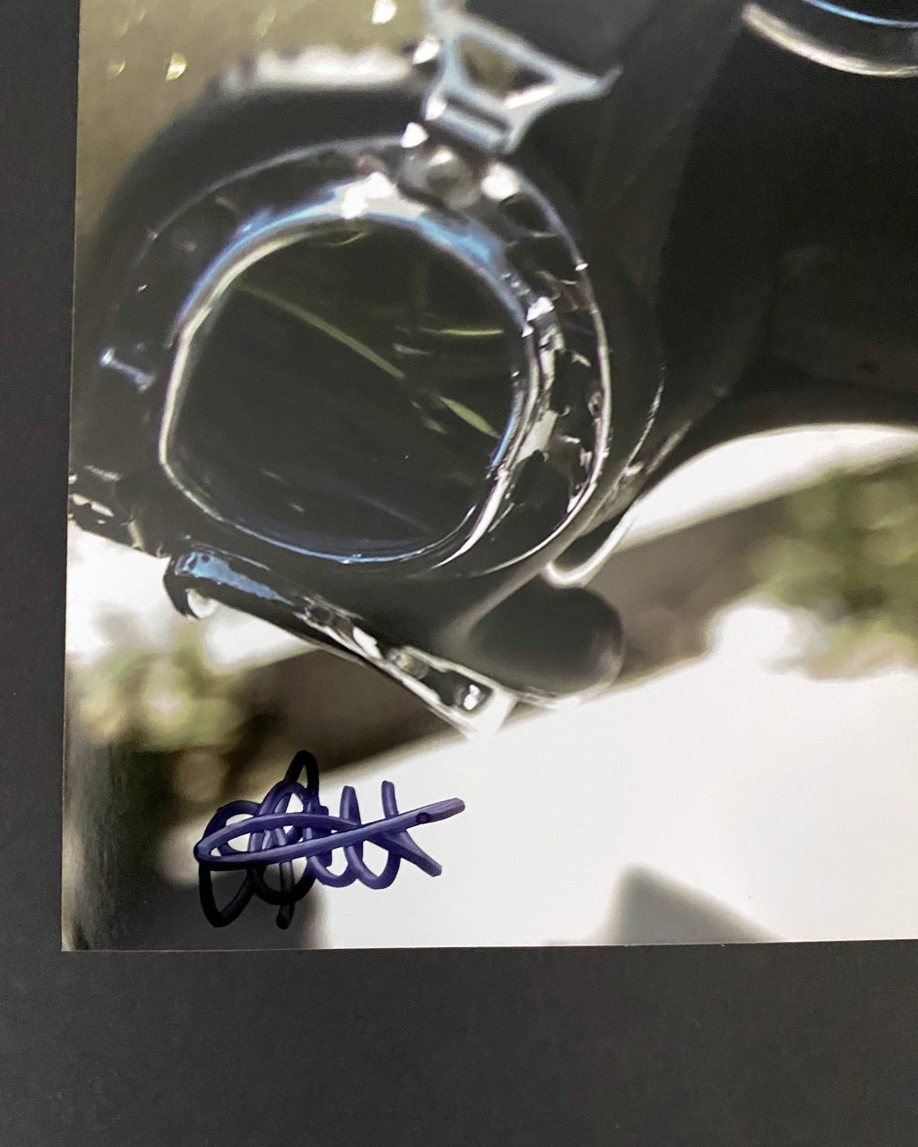 Retro Norton Motorcycle Art Print: Gold Flake Helmet, Signed Photograph 10x15