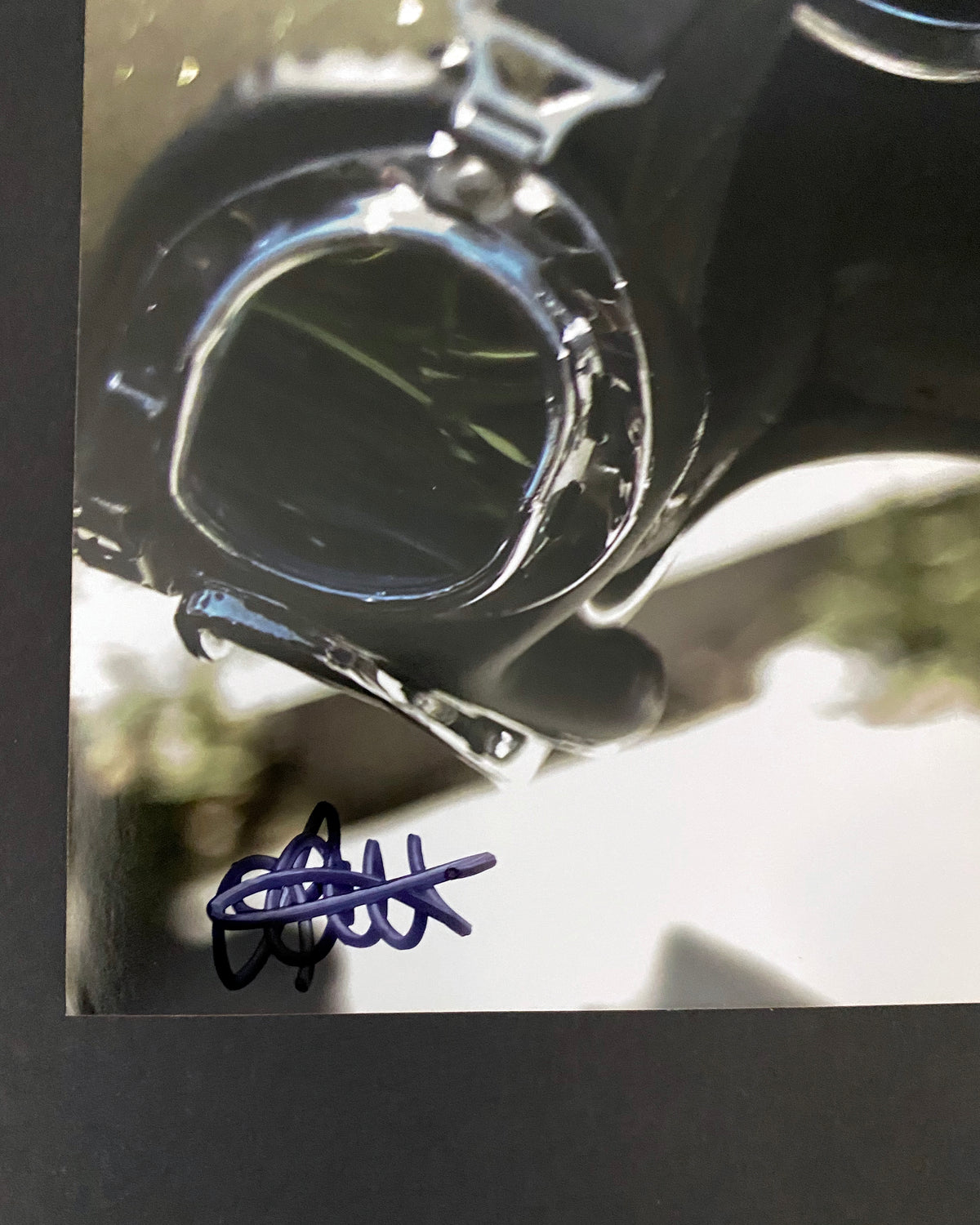 Retro Norton Motorcycle Art Print: Gold Flake Helmet, Signed Photograph 10x15