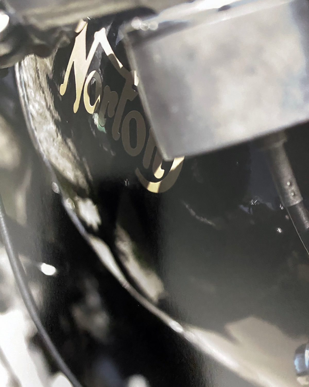 Retro Norton Motorcycle Art Print: Gold Flake Helmet, Signed Photograph 10x15