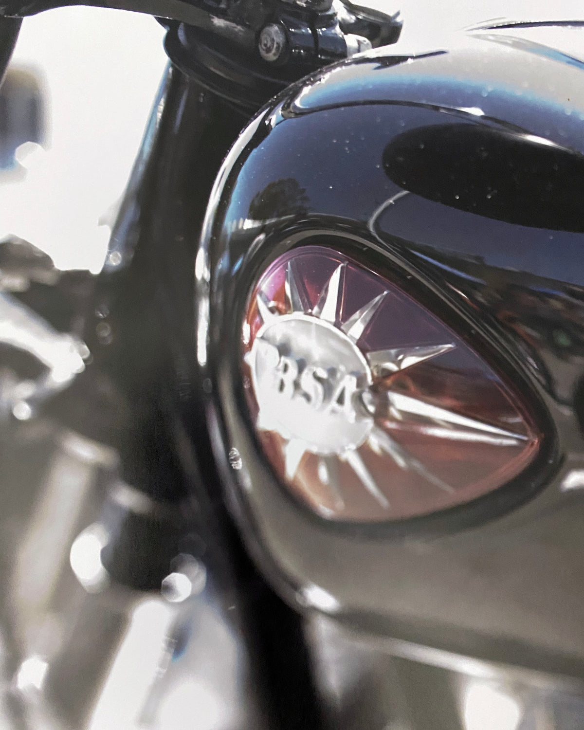 Venice Beach Motorcycle Rally Print: BSA Cafe Racer, Reflected Sun 10x15