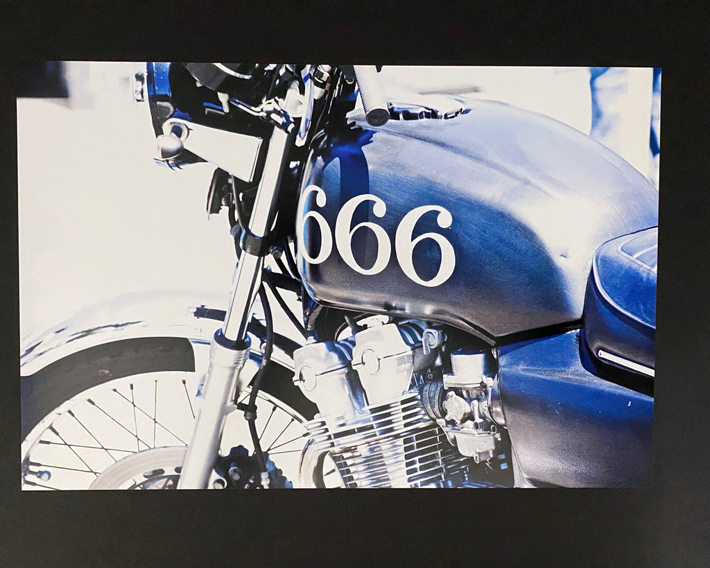 Racing Number 666 Painted Motorcycle Photograph - Vintage Bike Rally Art Print 10x15