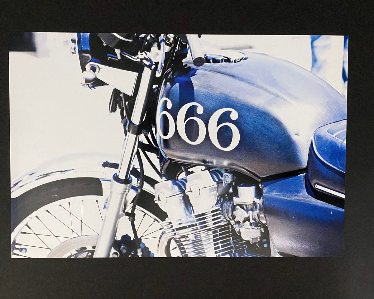 Racing Number 666 Painted Motorcycle Photograph - Vintage Bike Rally Art Print 10x15