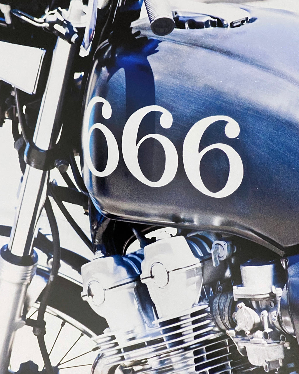 Racing Number 666 Painted Motorcycle Photograph - Vintage Bike Rally Art Print 10x15