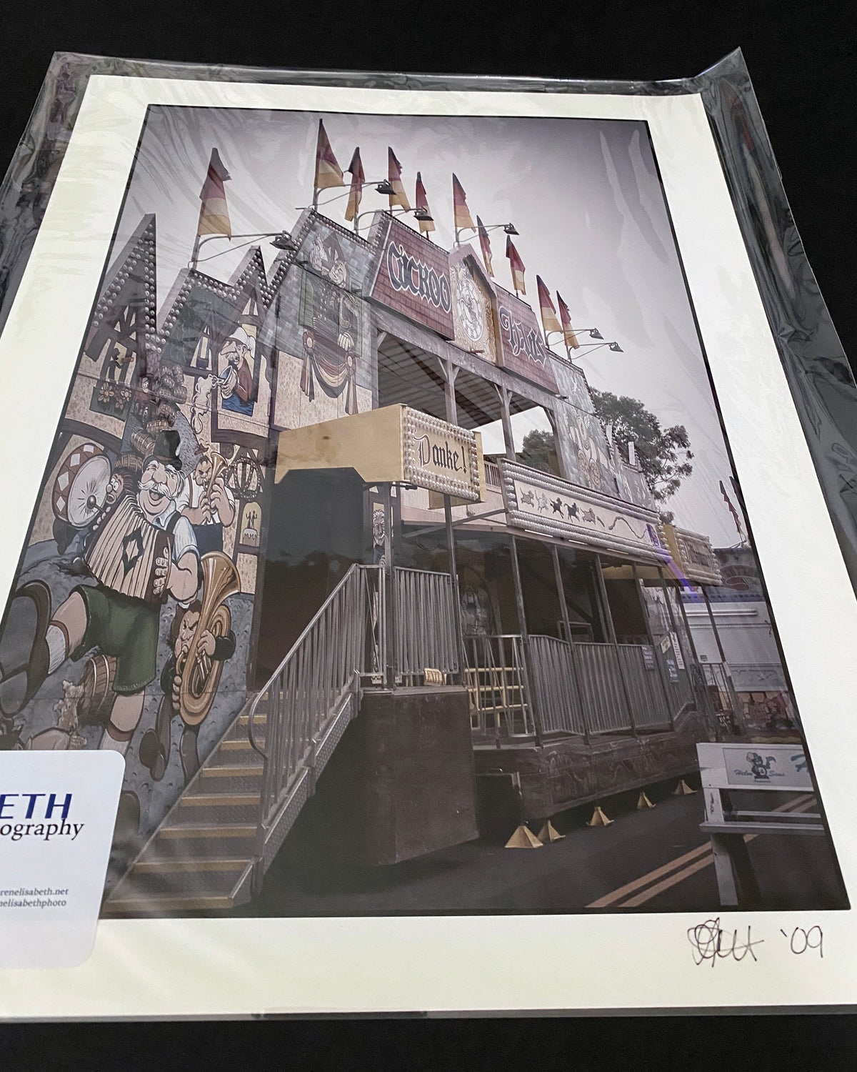 Vintage Funhouse Photo: Gothic Carnival Print, Misty Morning, 12x16
