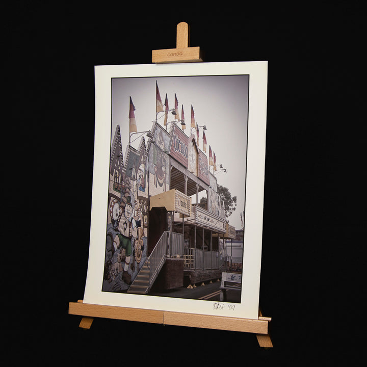 Vintage Funhouse Photo: Gothic Carnival Print, Misty Morning, 12x16